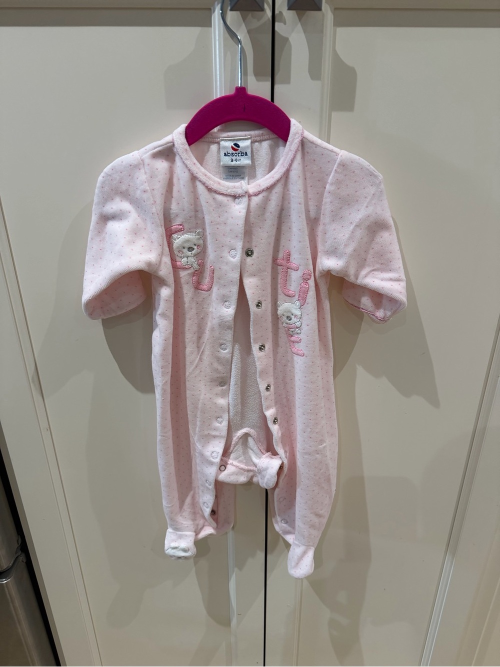 Absorba 3-6m Pink Baby Footed Romper